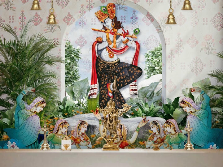 Krishna Wallpaper for Pooja Room