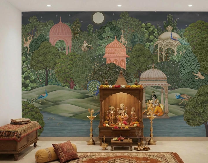 Peel and Stick Wallpaper for Pooja Room