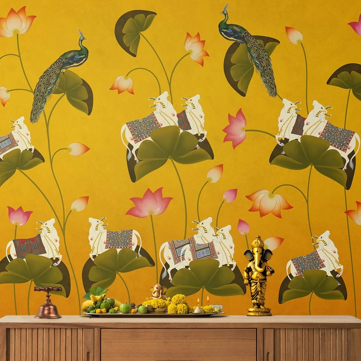Pichwai Wallpaper for Pooja Room