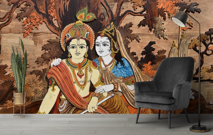 Radha Krishna Wallpaper for Living Room Wall
