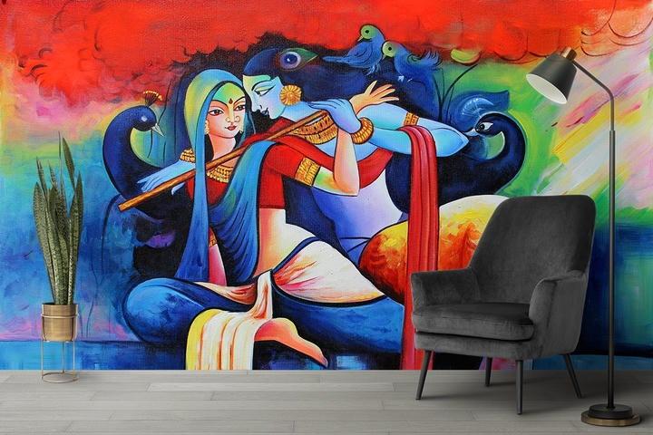 Self Adhesive Radha Krishna Wallpaper for Wall