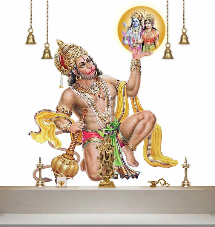 Sita Ramji Blessing Hanumanji Mural Wallpaper