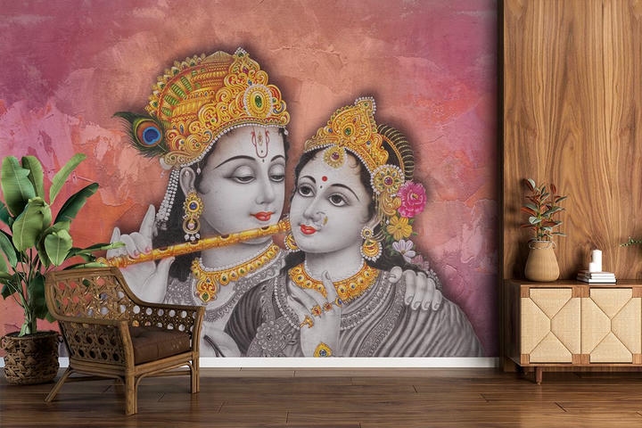 Temple-Style-Radha-Krishna-Wallpaper-for-Wall